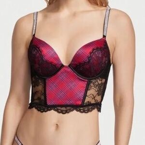 VICTORIA’S SECRET Very Sexy Bombshell Bra Plaid Push Up Corset Schoolgirl 32A